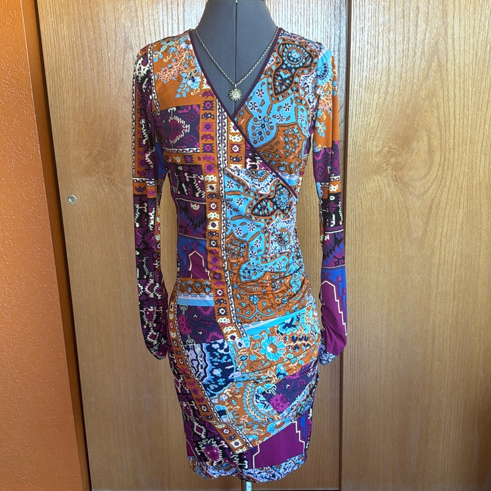 NWOT Hale Bob Shirred Wrap Dress